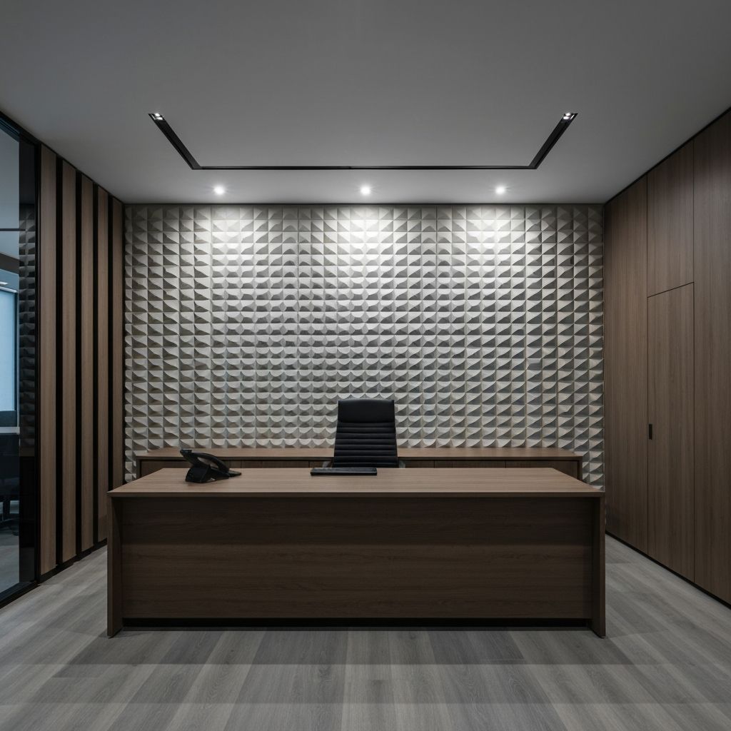 Кабінет керівника — Геометричні панелі підкреслюють статус та серйозність простору.