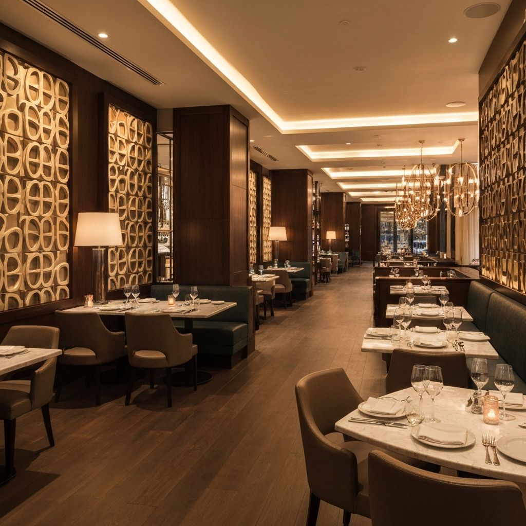 Ресторан преміум-класу — Комбінація різних текстур створює унікальну атмосферу закладу.